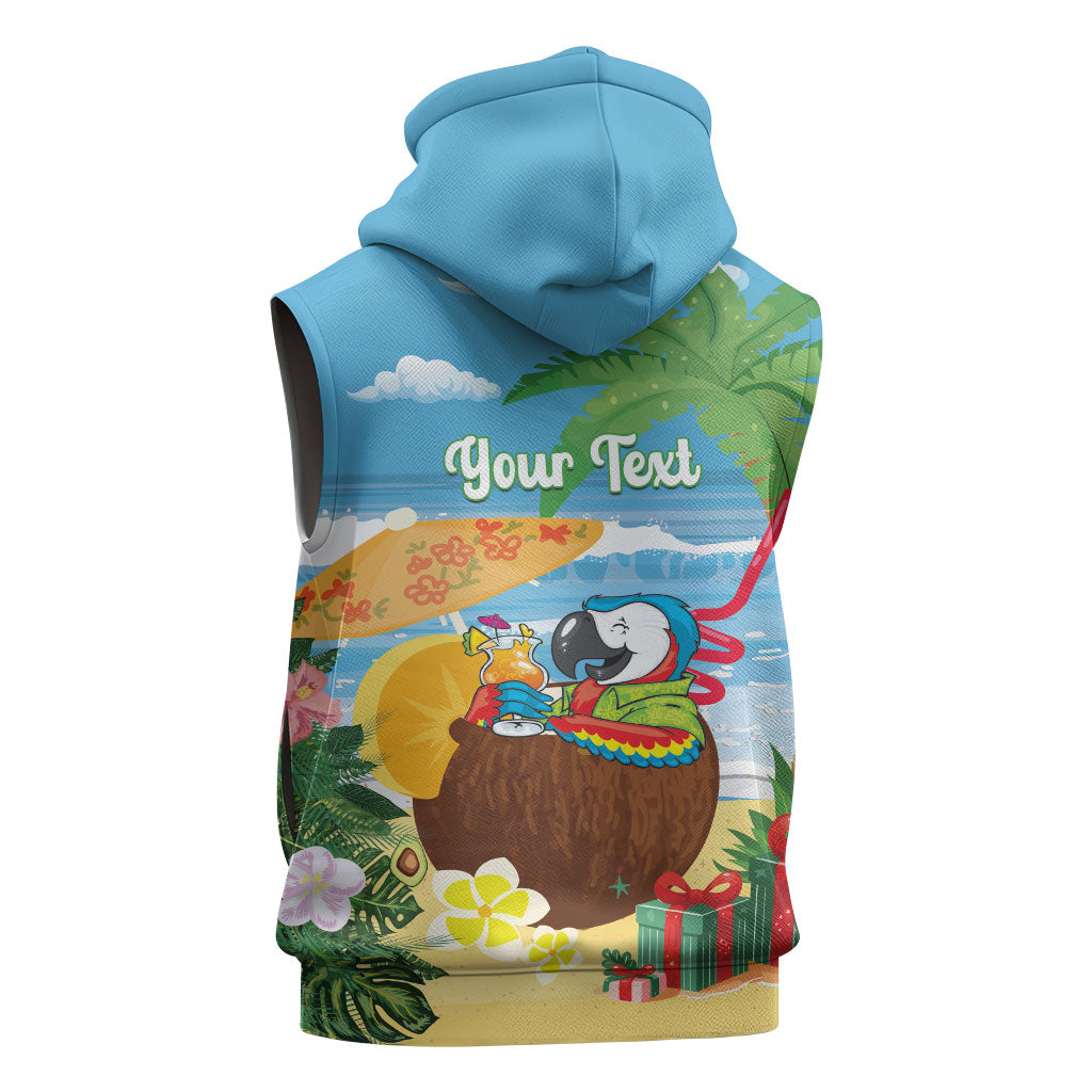 Chilling Parrot Hawaii Summer Christmas Personalized Sleeveless Hoodie It's 5 O'Clock Somewhere Beachy Vibes