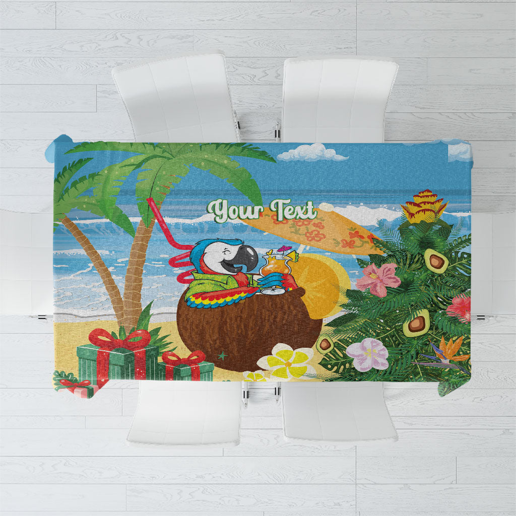 Chilling Parrot Hawaii Summer Christmas Personalized Tablecloth It's 5 O'Clock Somewhere Beachy Vibes