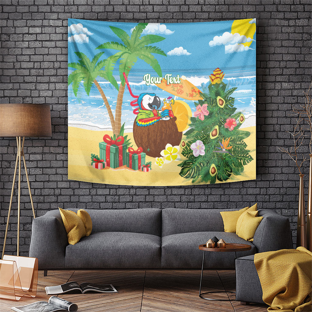 Chilling Parrot Hawaii Summer Christmas Personalized Tapestry It's 5 O'Clock Somewhere Beachy Vibes