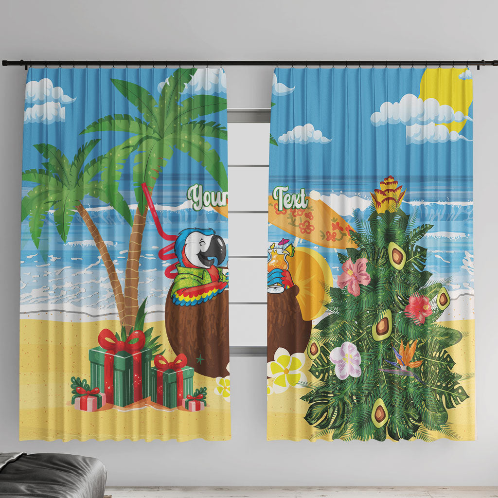 Chilling Parrot Hawaii Summer Christmas Personalized Window Curtain It's 5 O'Clock Somewhere Beachy Vibes