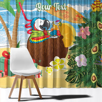 Chilling Parrot Hawaii Summer Christmas Personalized Window Curtain It's 5 O'Clock Somewhere Beachy Vibes