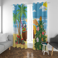 Chilling Parrot Hawaii Summer Christmas Personalized Window Curtain It's 5 O'Clock Somewhere Beachy Vibes