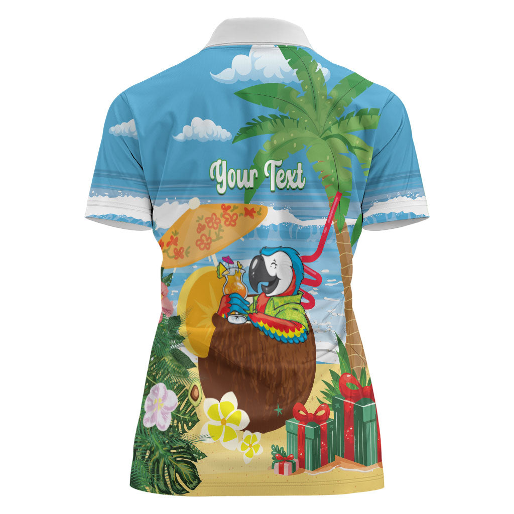 Chilling Parrot Hawaii Summer Christmas Personalized Women Polo Shirt It's 5 O'Clock Somewhere Beachy Vibes