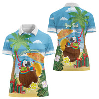 Chilling Parrot Hawaii Summer Christmas Personalized Women Polo Shirt It's 5 O'Clock Somewhere Beachy Vibes