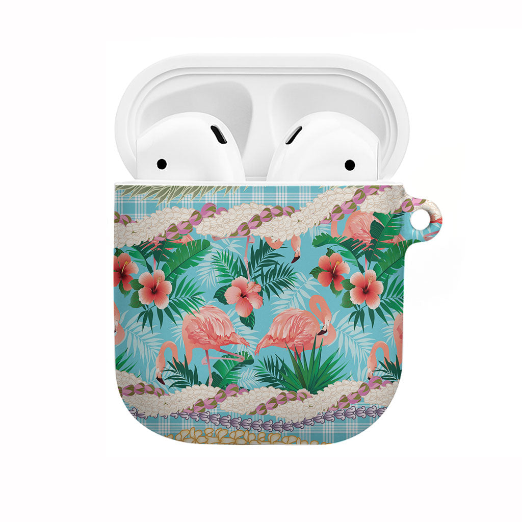 Flamingo Hawaii Summer AirPods Case Hawaiian Lei Pakala Motifs Tropical Style