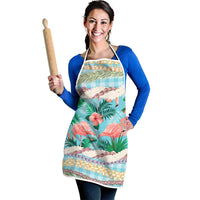 Flamingo Hawaii Summer Apron Hawaiian Lei Pakala Motifs Tropical Style