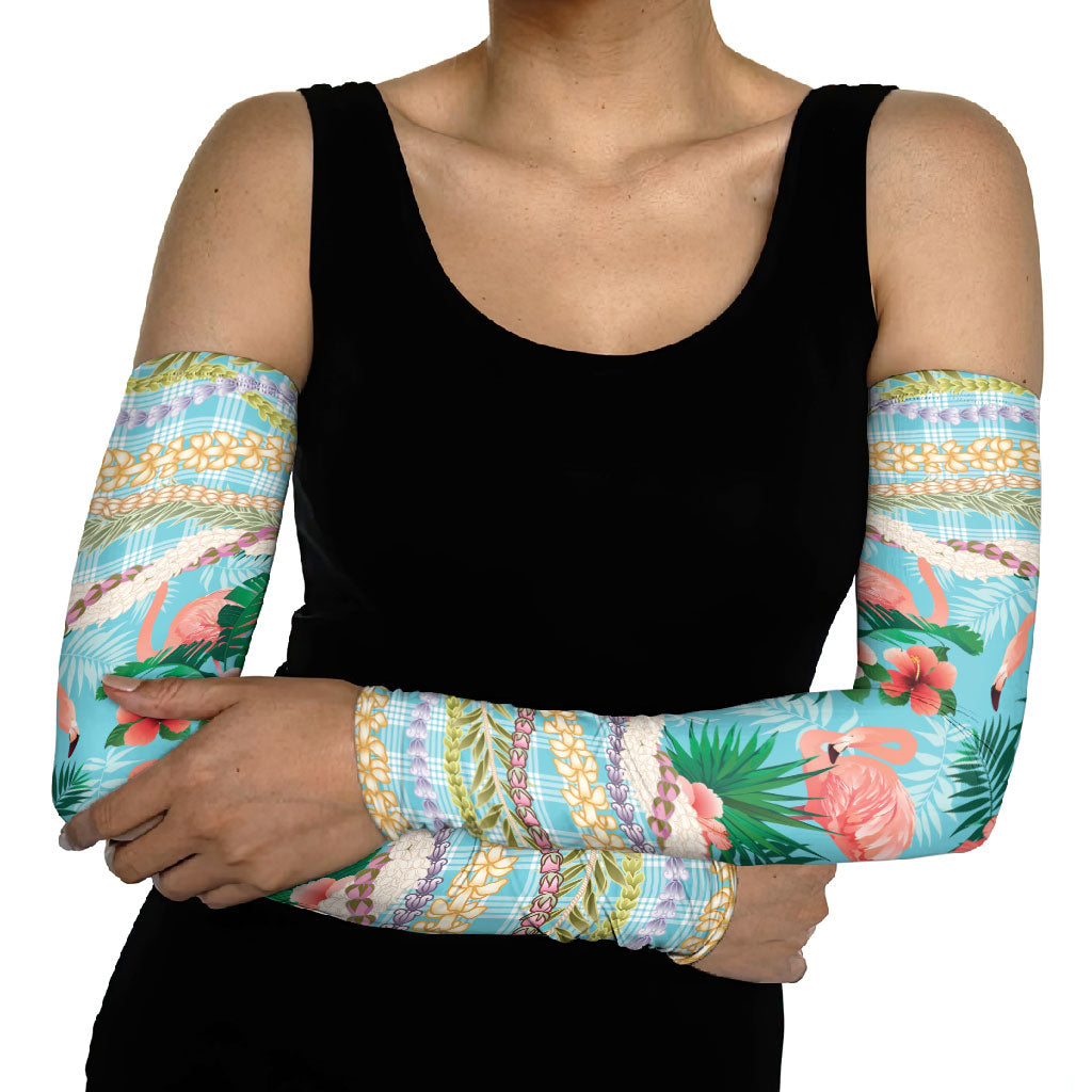 Flamingo Hawaii Summer Arm Sleeves Hawaiian Lei Pakala Motifs Tropical Style