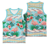 Flamingo Hawaii Summer Basketball Jersey Hawaiian Lei Pakala Motifs Tropical Style