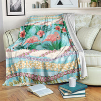 Flamingo Hawaii Summer Blanket Hawaiian Lei Pakala Motifs Tropical Style