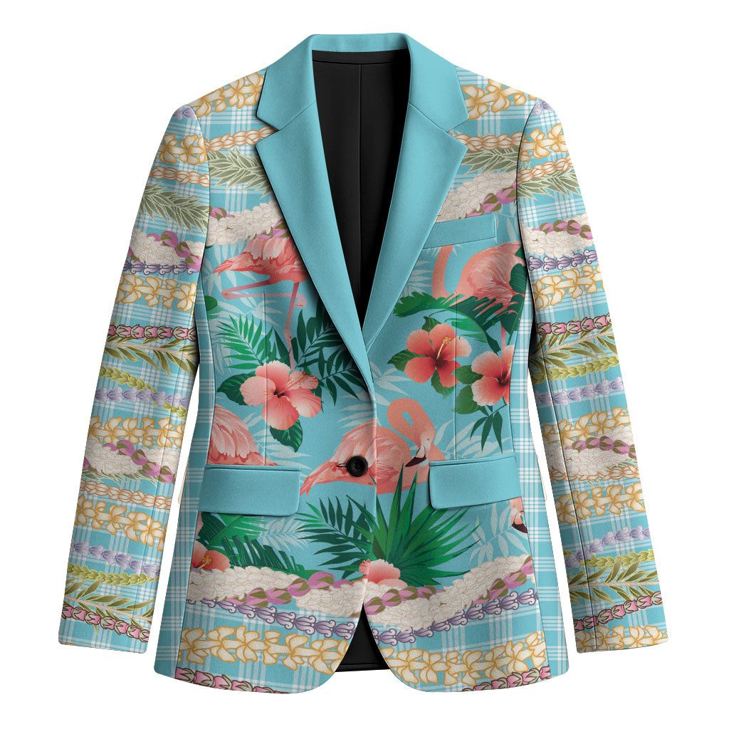 Flamingo Hawaii Summer Blazer Hawaiian Lei Pakala Motifs Tropical Style LT14 Unisex Cyan - Polynesian Pride