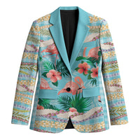 Flamingo Hawaii Summer Blazer Hawaiian Lei Pakala Motifs Tropical Style