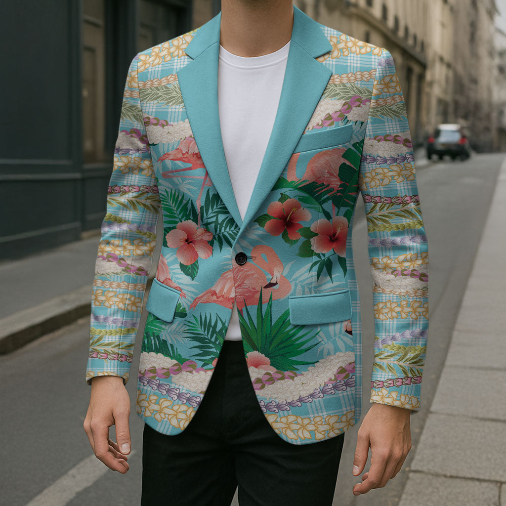 Flamingo Hawaii Summer Blazer Hawaiian Lei Pakala Motifs Tropical Style