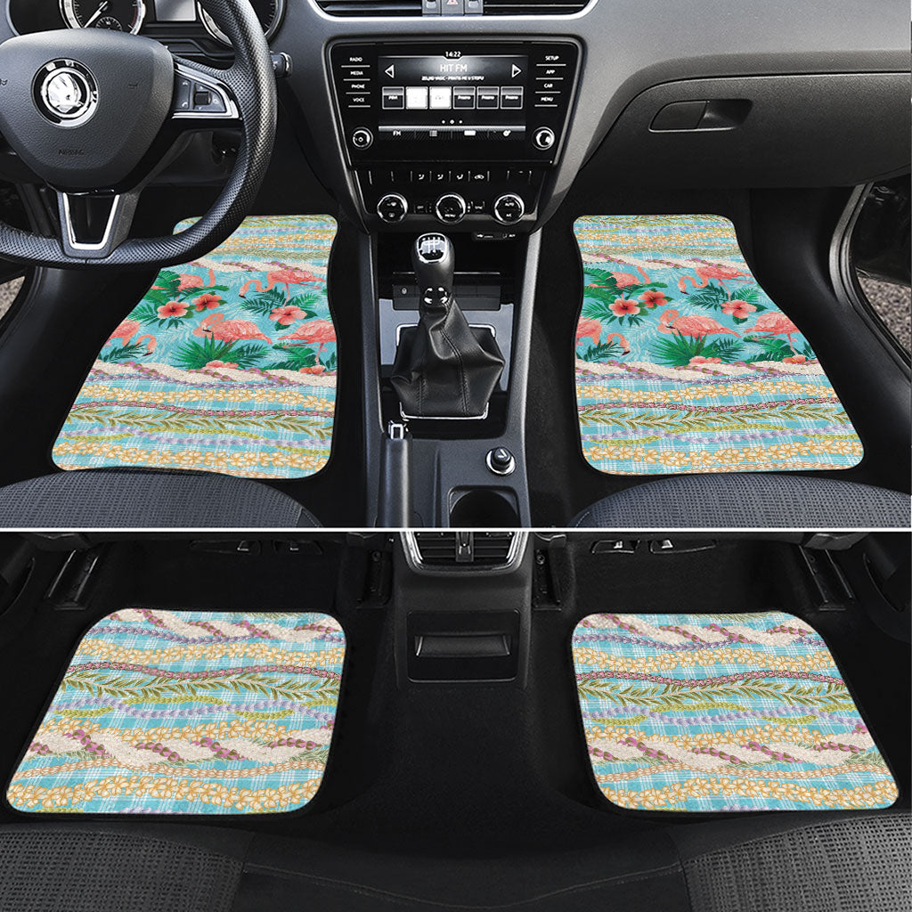 Flamingo Hawaii Summer Car Mats Hawaiian Lei Pakala Motifs Tropical Style LT14 Set 4pcs Cyan - Polynesian Pride