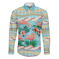 Flamingo Hawaii Summer Family Matching Puletasi and Hawaiian Shirt Hawaiian Lei Pakala Motifs Tropical Style