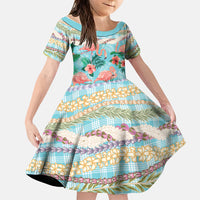 Flamingo Hawaii Summer Family Matching Tank Maxi Dress and Hawaiian Shirt Hawaiian Lei Pakala Motifs Tropical Style