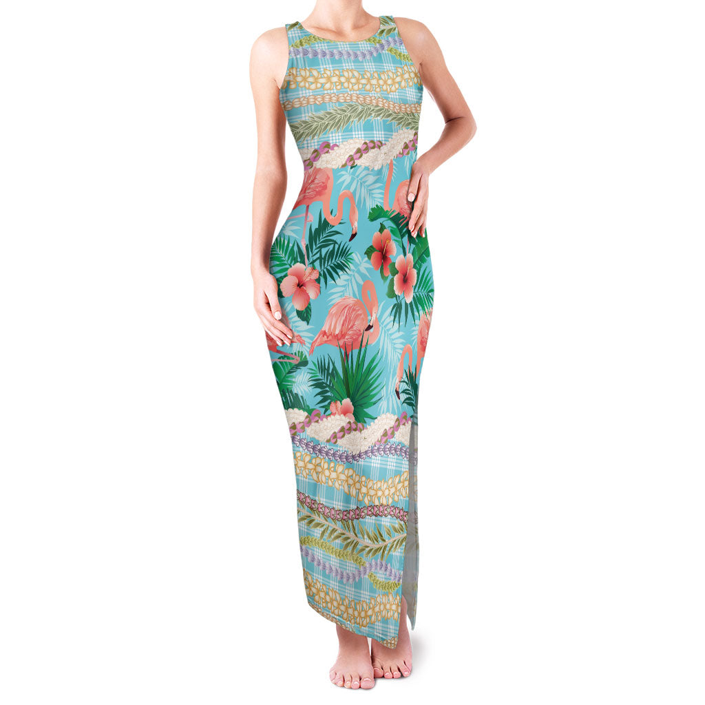 Flamingo Hawaii Summer Family Matching Tank Maxi Dress and Hawaiian Shirt Hawaiian Lei Pakala Motifs Tropical Style