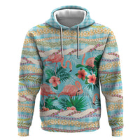 Flamingo Hawaii Summer Hoodie Hawaiian Lei Pakala Motifs Tropical Style