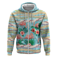Flamingo Hawaii Summer Hoodie Hawaiian Lei Pakala Motifs Tropical Style