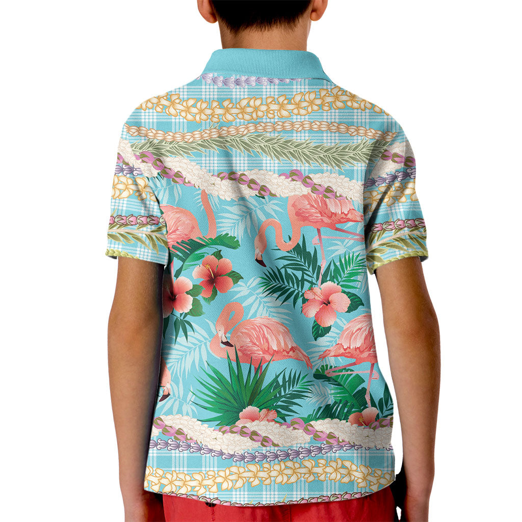 Flamingo Hawaii Summer Kid Polo Shirt Hawaiian Lei Pakala Motifs Tropical Style