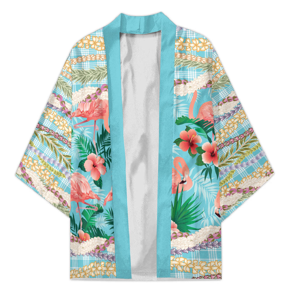 Flamingo Hawaii Summer Kimono Hawaiian Lei Pakala Motifs Tropical Style