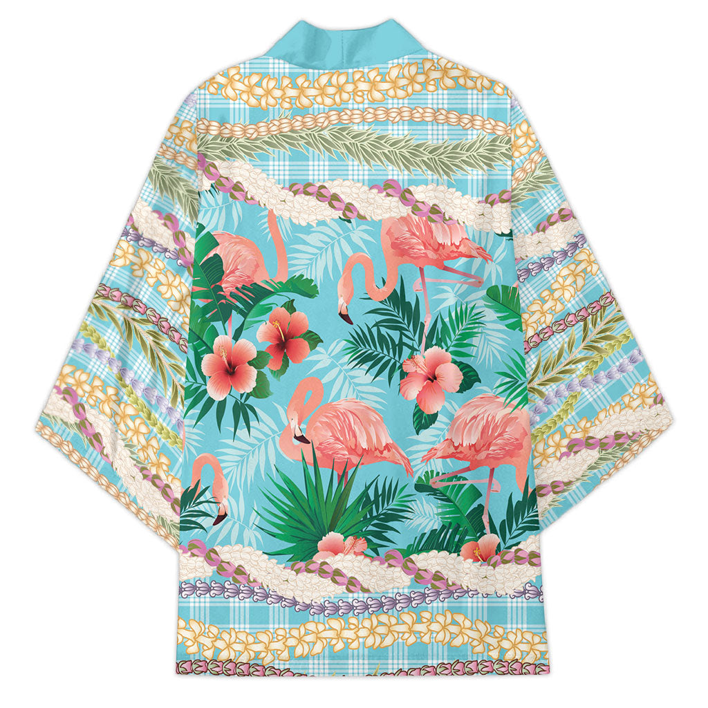 Flamingo Hawaii Summer Kimono Hawaiian Lei Pakala Motifs Tropical Style