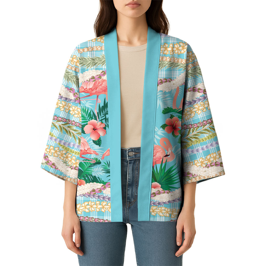 Flamingo Hawaii Summer Kimono Hawaiian Lei Pakala Motifs Tropical Style