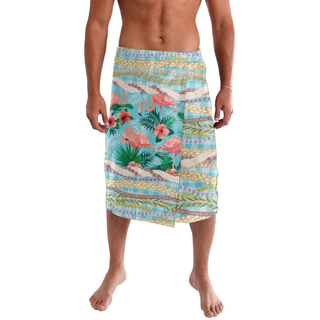 Flamingo Hawaii Summer Lavalava Hawaiian Lei Pakala Motifs Tropical Style LT14 Cyan - Polynesian Pride