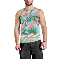 Flamingo Hawaii Summer Men Tank Top Hawaiian Lei Pakala Motifs Tropical Style
