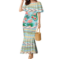 Flamingo Hawaii Summer Mermaid Dress Hawaiian Lei Pakala Motifs Tropical Style