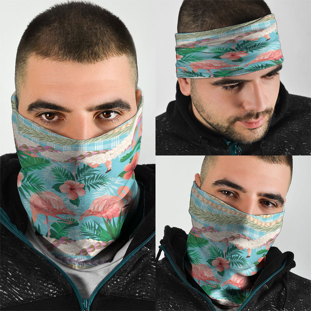 Flamingo Hawaii Summer Neck Gaiter Hawaiian Lei Pakala Motifs Tropical Style
