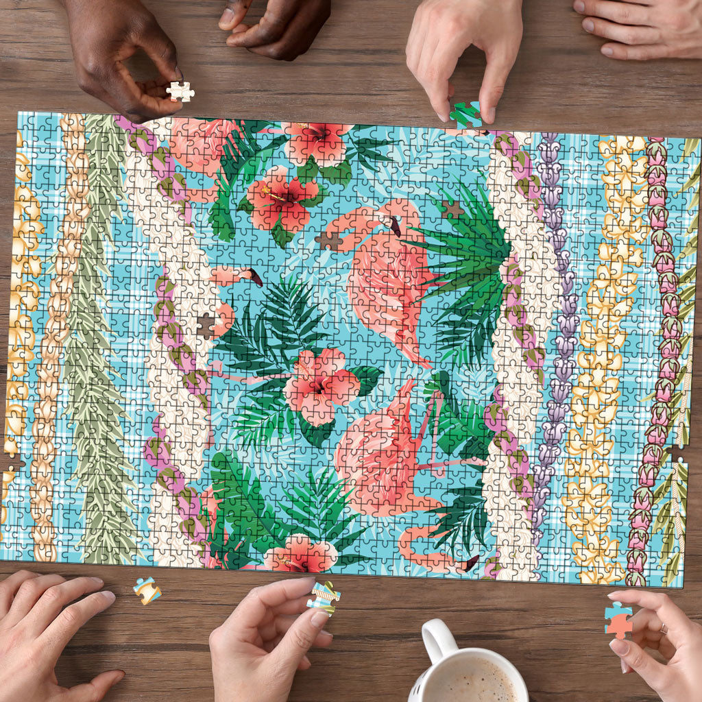 Flamingo Hawaii Summer Puzzle Hawaiian Lei Pakala Motifs Tropical Style