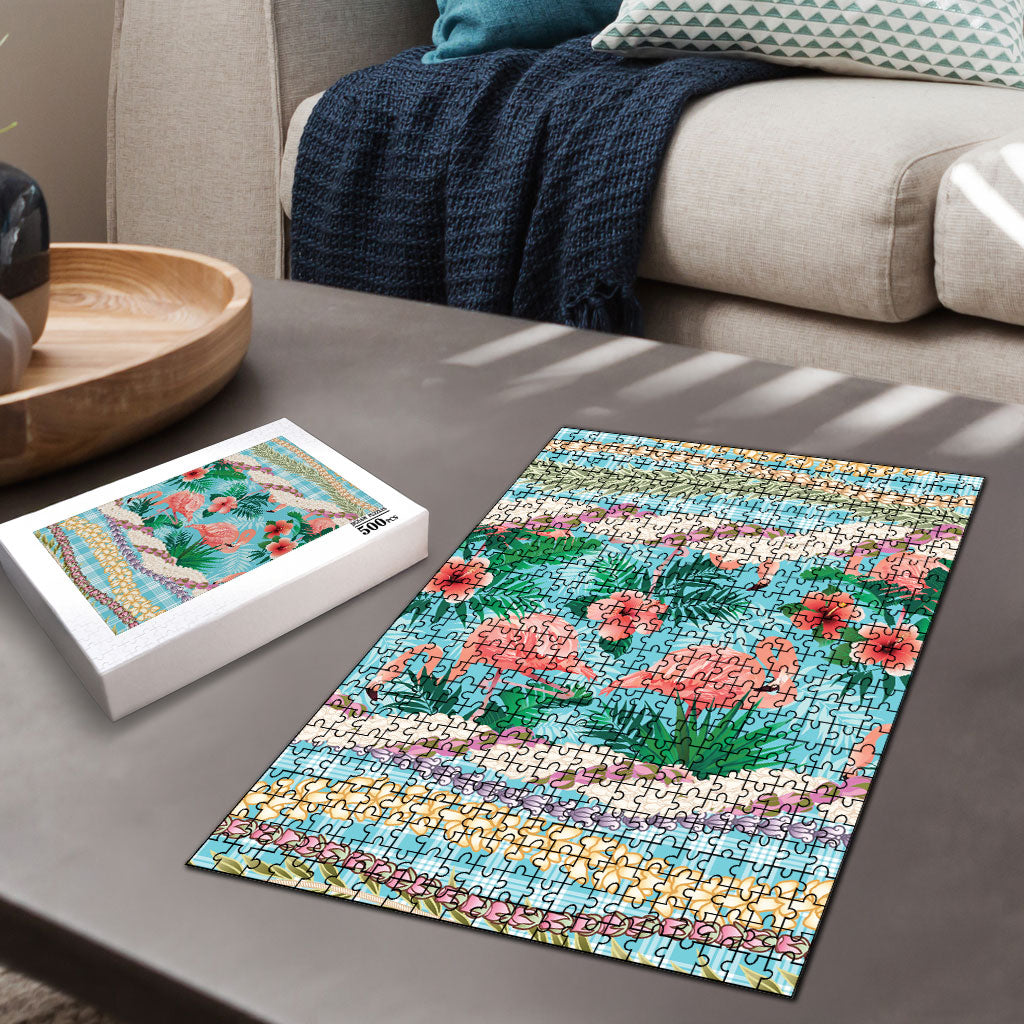 Flamingo Hawaii Summer Puzzle Hawaiian Lei Pakala Motifs Tropical Style