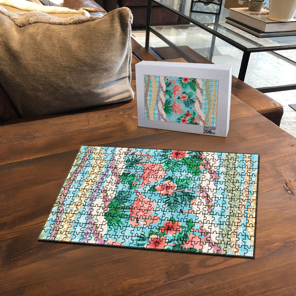 Flamingo Hawaii Summer Puzzle Hawaiian Lei Pakala Motifs Tropical Style