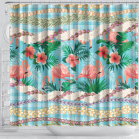 Flamingo Hawaii Summer Shower Curtain Hawaiian Lei Pakala Motifs Tropical Style