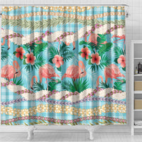 Flamingo Hawaii Summer Shower Curtain Hawaiian Lei Pakala Motifs Tropical Style