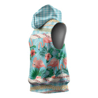 Flamingo Hawaii Summer Sleeveless Hoodie Hawaiian Lei Pakala Motifs Tropical Style
