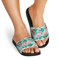 Flamingo Hawaii Summer Slide Sandals Hawaiian Lei Pakala Motifs Tropical Style