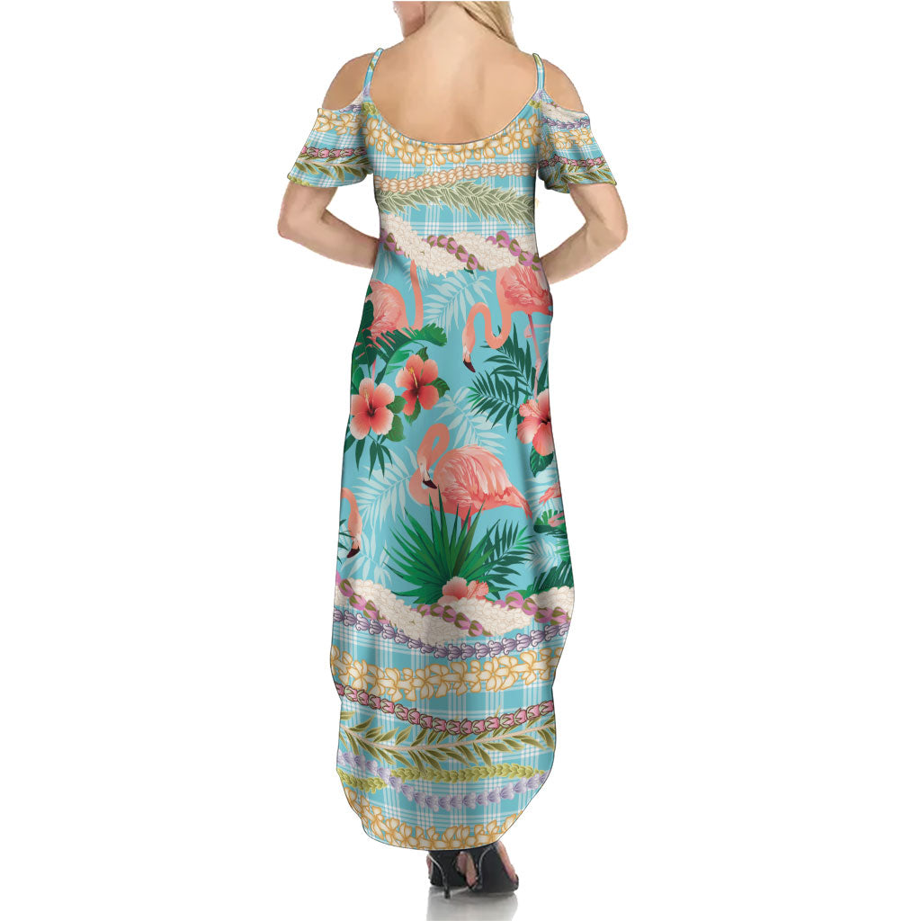 Flamingo Hawaii Summer Summer Maxi Dress Hawaiian Lei Pakala Motifs Tropical Style