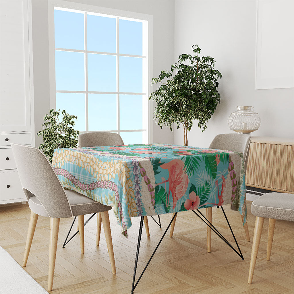Flamingo Hawaii Summer Tablecloth Hawaiian Lei Pakala Motifs Tropical Style
