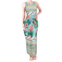 Flamingo Hawaii Summer Tank Maxi Dress Hawaiian Lei Pakala Motifs Tropical Style