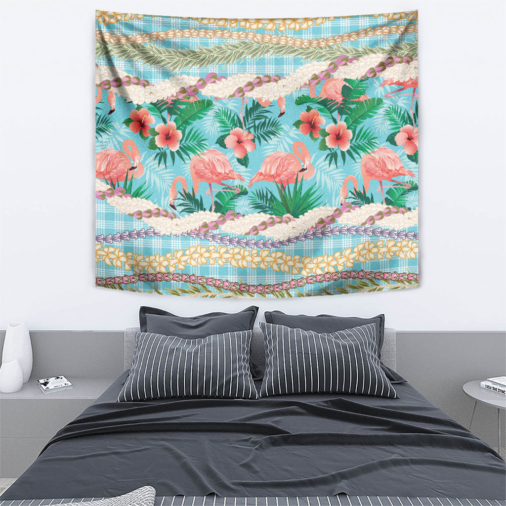 Flamingo Hawaii Summer Tapestry Hawaiian Lei Pakala Motifs Tropical Style