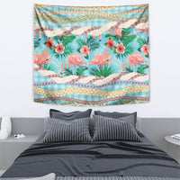 Flamingo Hawaii Summer Tapestry Hawaiian Lei Pakala Motifs Tropical Style