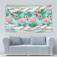 Flamingo Hawaii Summer Tapestry Hawaiian Lei Pakala Motifs Tropical Style