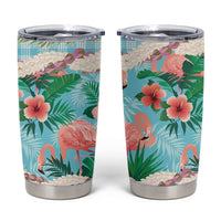 Flamingo Hawaii Summer Tumbler Cup Hawaiian Lei Pakala Motifs Tropical Style