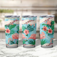 Flamingo Hawaii Summer Tumbler Cup Hawaiian Lei Pakala Motifs Tropical Style