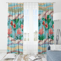 Flamingo Hawaii Summer Window Curtain Hawaiian Lei Pakala Motifs Tropical Style