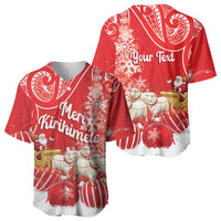 New Zealand Christmas In July Personalised Baseball Jersey Funny Santa Sheep Meri Kirihimete Red