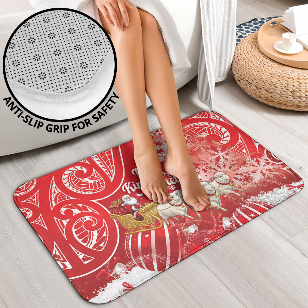 New Zealand Christmas In July Bathroom Set Funny Santa Sheep Meri Kirihimete Red