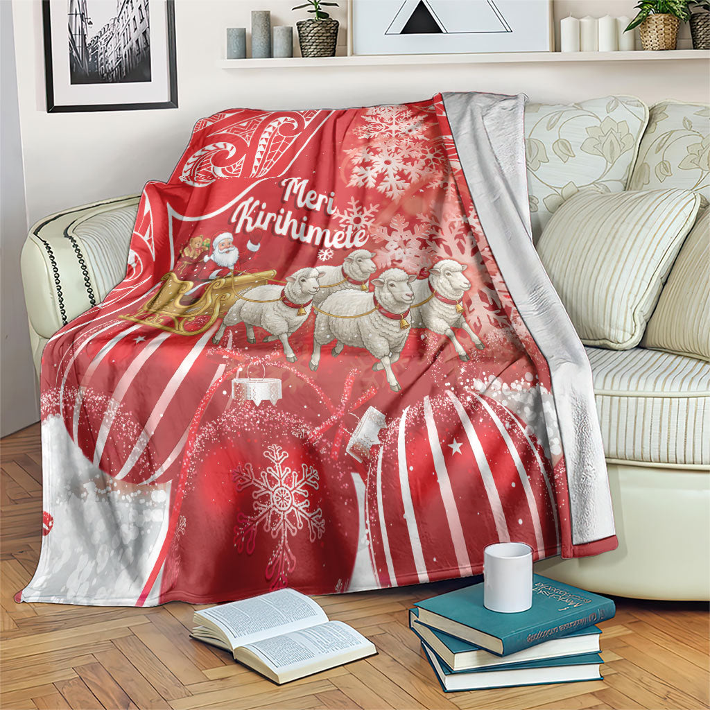 New Zealand Christmas In July Blanket Funny Santa Sheep Meri Kirihimete Red LT14 Red - Polynesian Pride