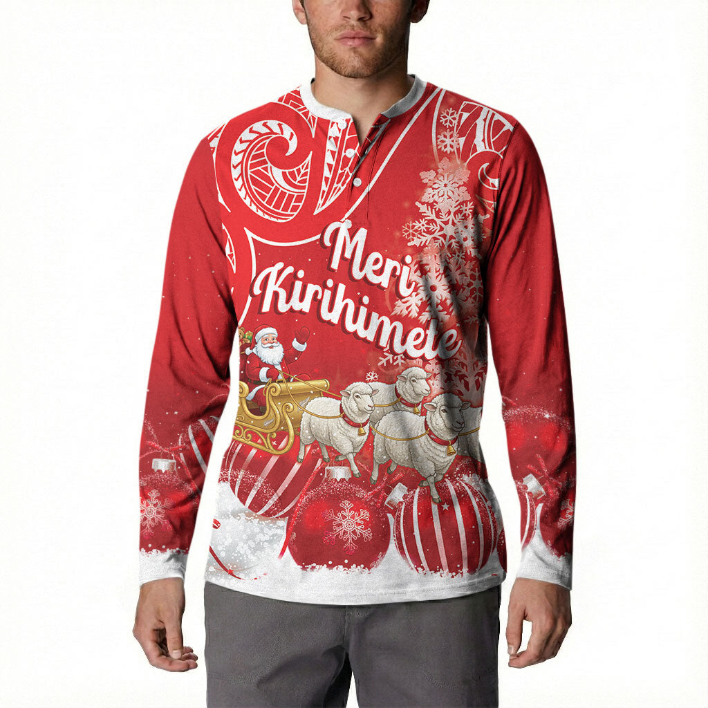 New Zealand Christmas In July Personalised Button Sweatshirt Funny Santa Sheep Meri Kirihimete Red